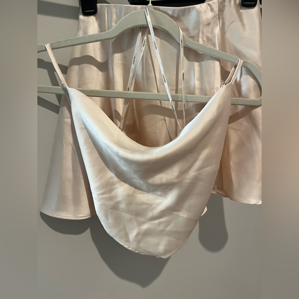 Forever 21 Light Pink Satin Matching Set